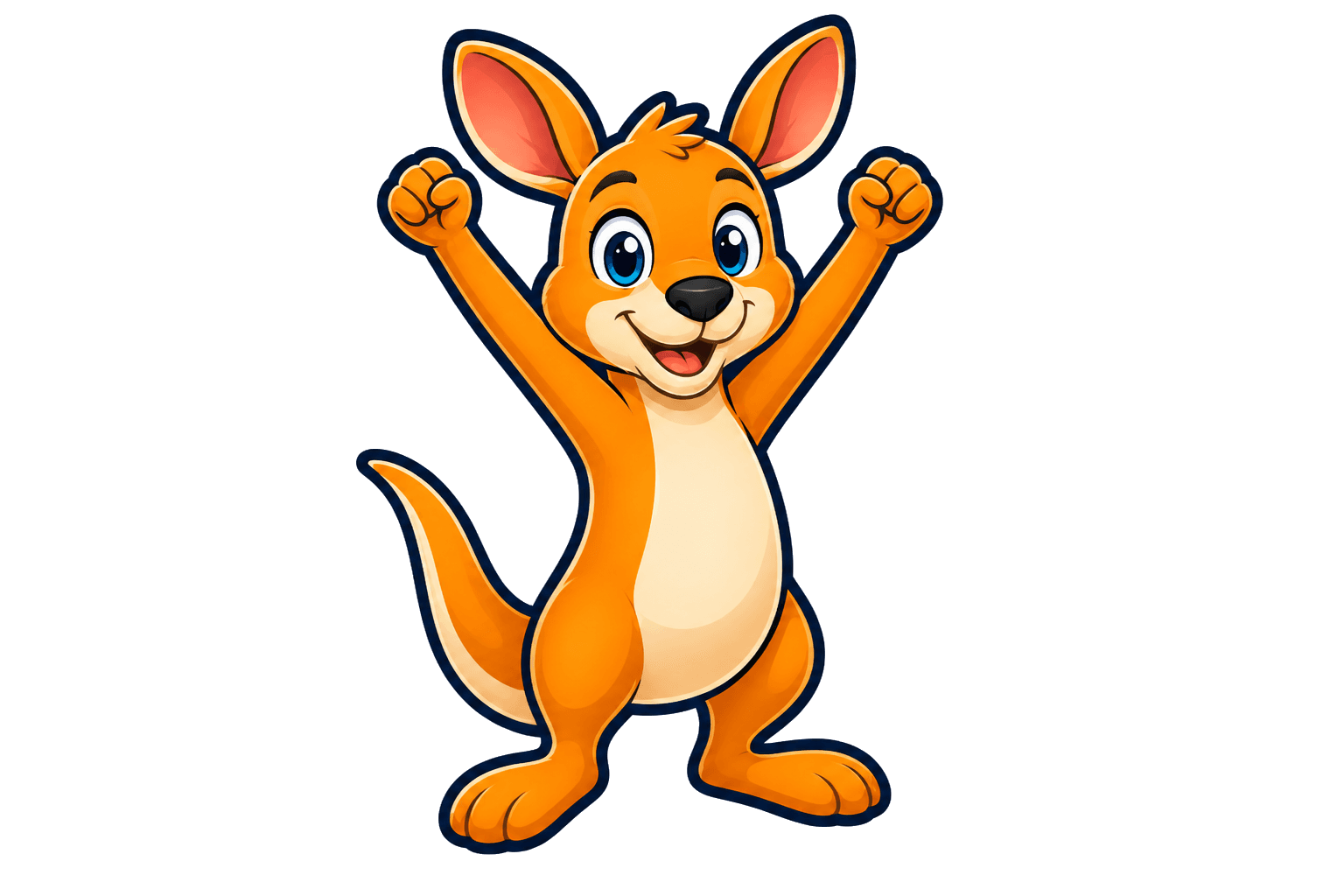 Planaroo's kangaroo mascot cheering with both arms in the air.