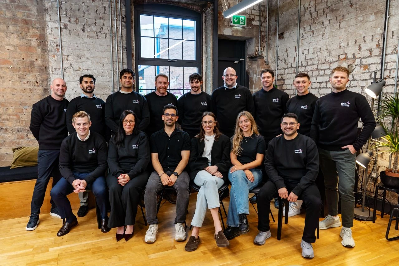 The Baltic Ventures Accelerator 2026 cohort, photographed together in the Baltic Triangle, Liverpool